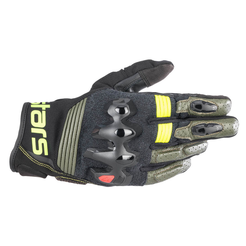 HALO LEATHER GLOVE（ハロ レザーグローブ）6085 FOREST BLACK YELLOW FLUO Lサイズ アルパインスターズ（alpinestars）