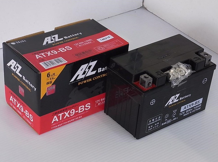 ATX9-BSバッテリー（YTX9-BS互換）液入充電済 AZバッテリー SRX400