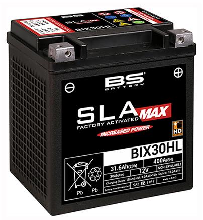 MFバッテリー 30Ah SLA-MAX（液入充電済）タイプ BTX30HL （制御弁式密閉） BSバッテリー