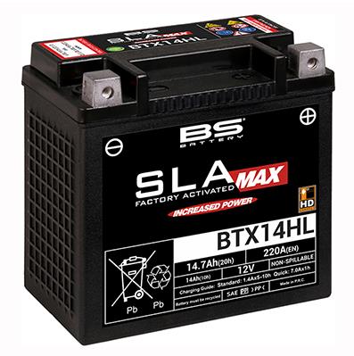 MFバッテリー 14Ah SLA-MAX（液入充電済）タイプ BTX14HL （制御弁式密閉） BSバッテリー