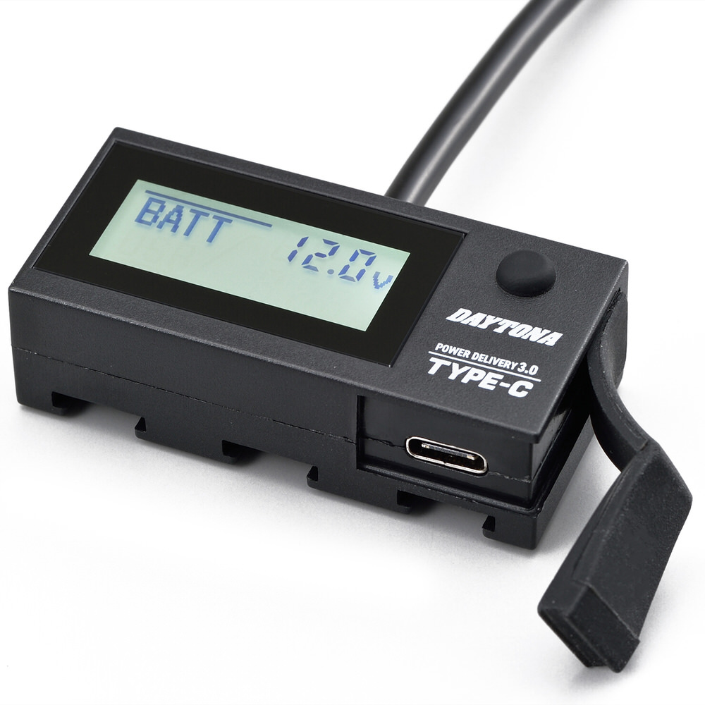 デジタル電圧計＆USB電源 Type-C イープラスチャージャー PD3.0対応 18W iPhone/Android対応 DAYTONA（デイトナ）