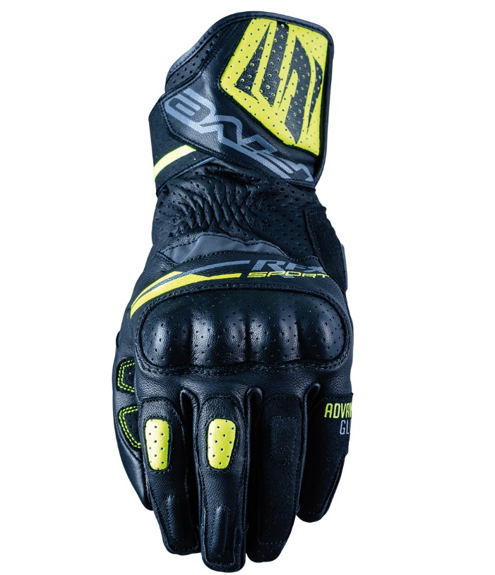 RFX SPORT レザーグローブ BLACK FLUO YELLOW Sサイズ FIVE（ファイブ）