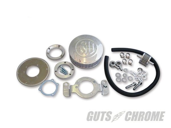 6100-0017 CVキャブ&EFI用　SUエアクリーナーキット 93-14年XL用 GUTS CHROME（ガッツクローム）