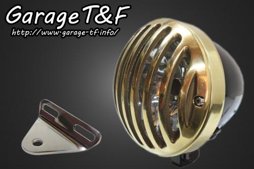 4.5インチバードゲージヘッドライト（ブラック/真鍮）&ライトステー（タイプA）キット ガレージT&F ドラッグスター250（DRAGSTAR）