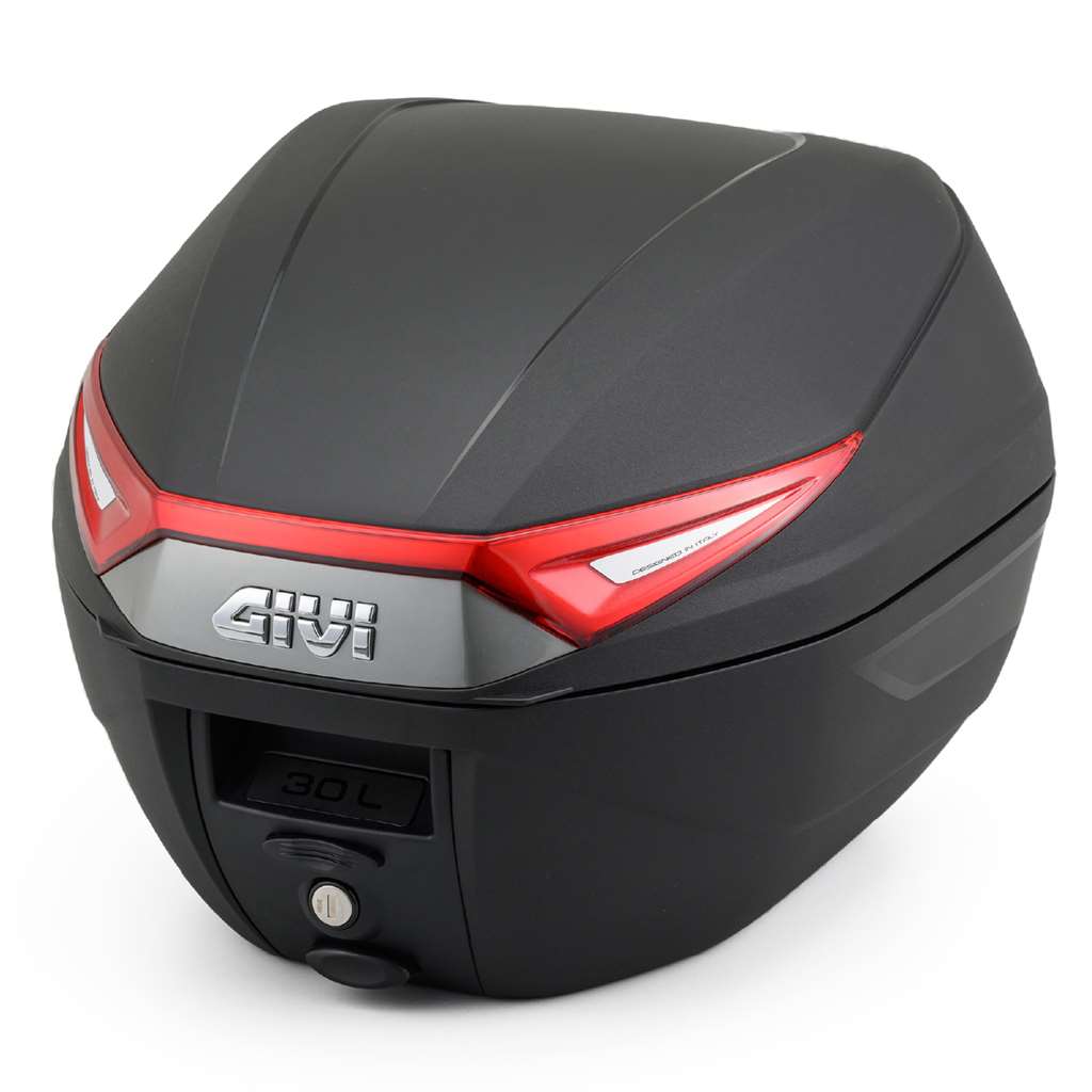 C30N モノロックケース レッド 30L 未塗装ブラック  GIVI（ジビ）