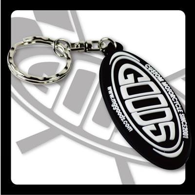 GOODS ラバーキーホルダー ホワイト/ブラック GOODS（モーターガレージグッズ）