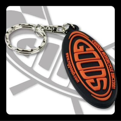 GOODS ラバーキーホルダー オレンジ/ブラック GOODS（モーターガレージグッズ）