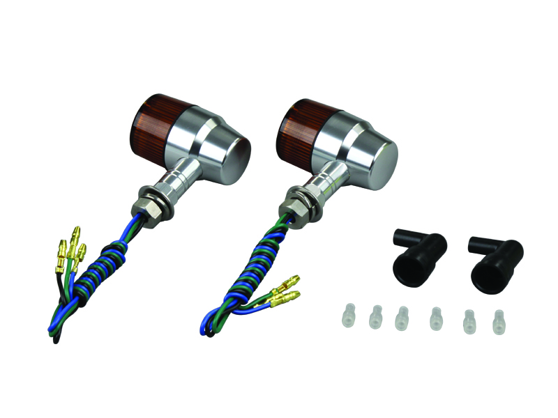 アルミマシンドウインカー スーパーバイクミニタイプ ショートステータイプ シルバー/オレンジ ダブル球仕様 POSH（ポッシュ）