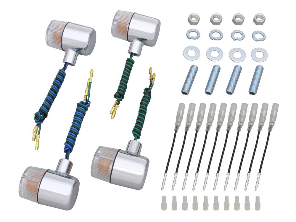 クラシカルウインカーセミユニバーサルセット（71タイプ）メッキボディ/クリアレンズ フロントダブル仕様 POSH（ポッシュ）