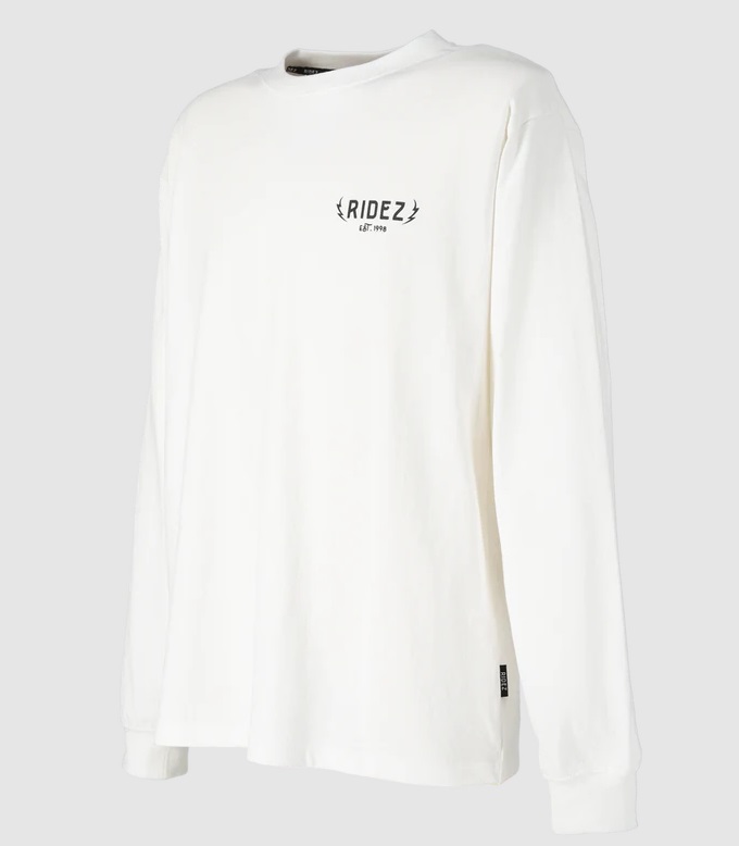 RD7004 THUNDER LOGO L/S TEE（サンダーロゴ ロングスリーブTシャツ） ホワイト Mサイズ RIDEZ（ライズ）