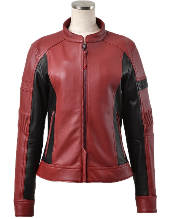 ROL-15 ROSSO シングルライダースレザージャケット DARK RED/BLACK M