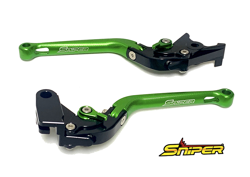 6段階アジャスター 可倒式 クラッチレバー＆ブレーキレバーセット 緑 SNIPER（スナイパー） ZX-25R（20年）