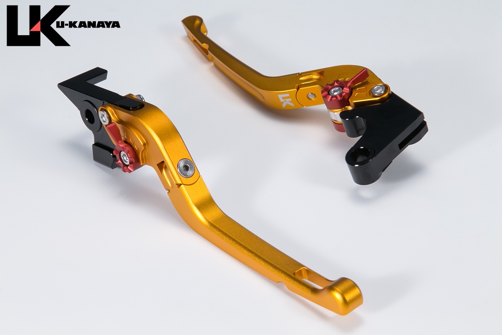 可倒式Rタイプ アルミビレットレバーセット マットゴールド U-KANAYA CBR600F（PC25/PC35）/CBR600F4i