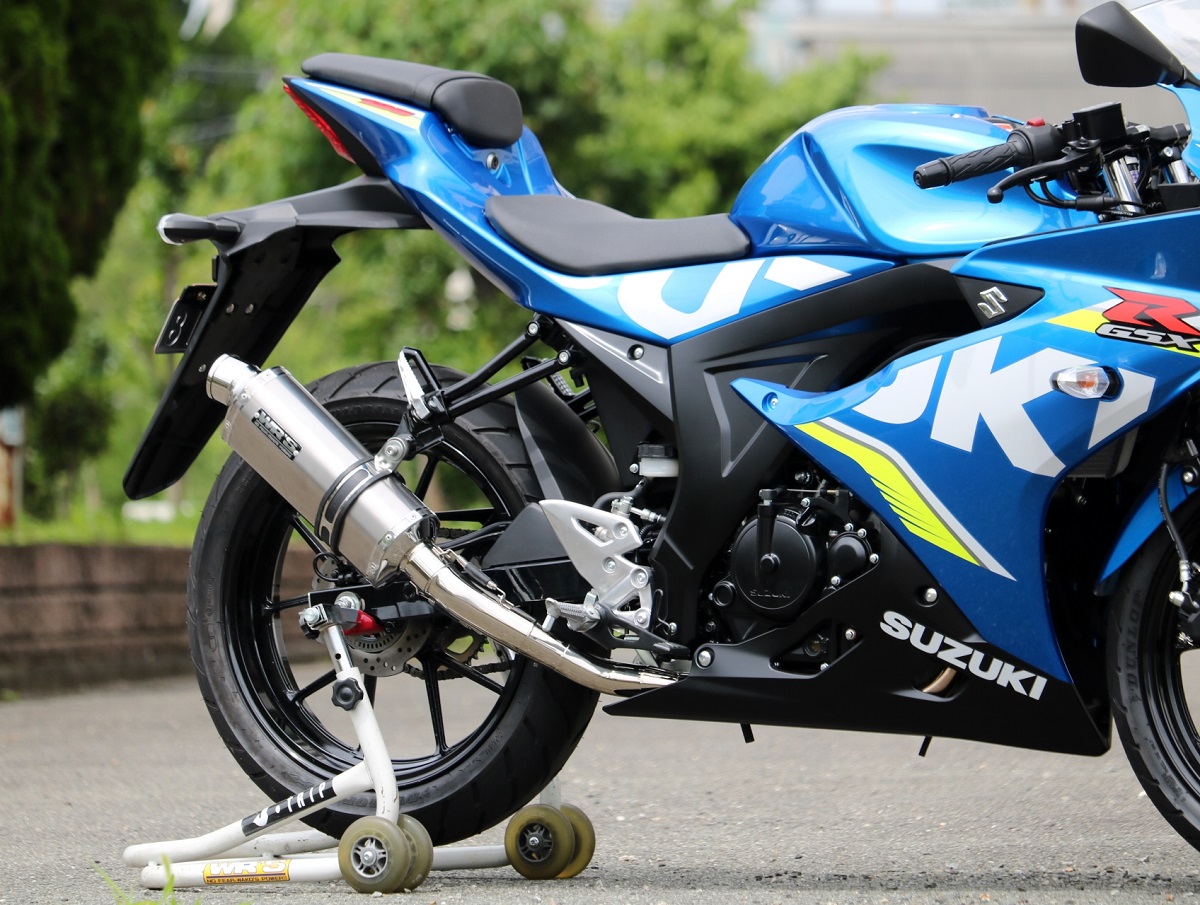 チタンオーバルフルエキゾーストマフラー ソリッドタイプ JMCA認証 WR'S（ダブルアールズ） GSX-R125（2BJ-DL33B）