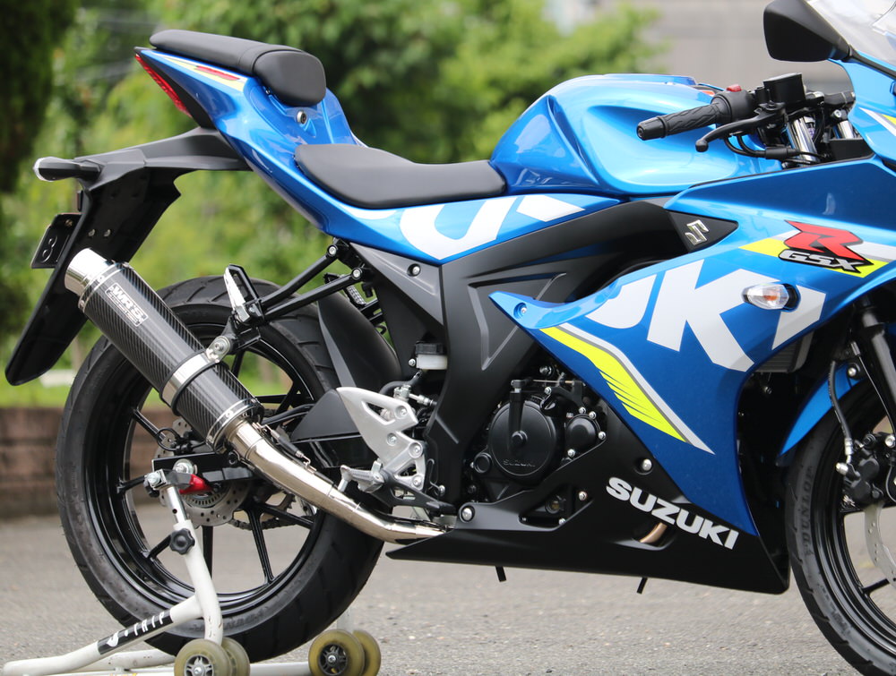 ラウンドタイプ フルエキゾーストマフラー カーボンサイレンサー JMCA認証 WR'S（ダブルアールズ） GSX-R125（2BJ-DL33B）