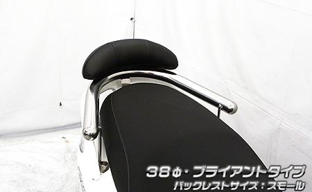 バックレスト付き 38φタンデムバー ブライアントタイプ バックレストスモール ウイルズウィン（WirusWin） アクシスZ（8BJ-SEJ6J）