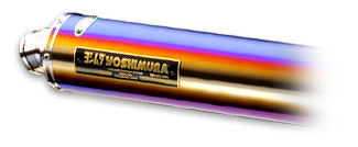 チタン機械曲サイクロンマフラー チタンブルーカバー YOSHIMURA（ヨシムラ） SR400（85〜02年）・SR500（85〜00年）